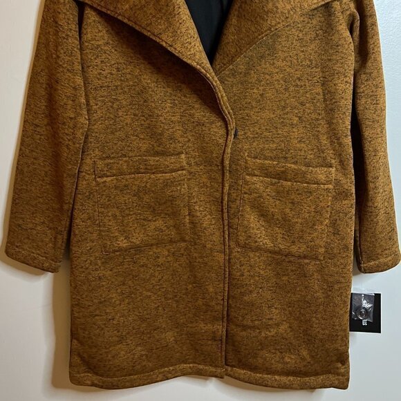 Steve Madden | Camel Heathered Open Fleece Coat - Size L - Picture 2 of 5